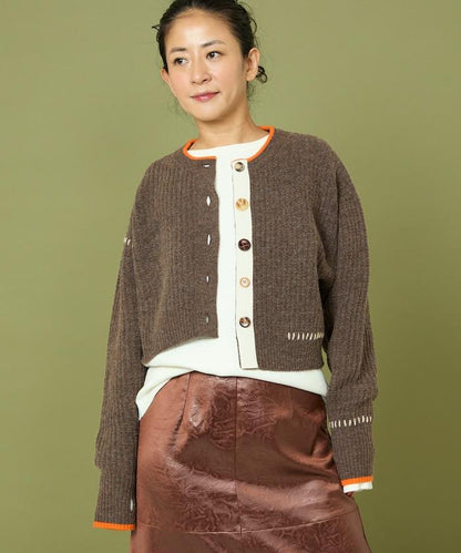 短款拼色針織開衫