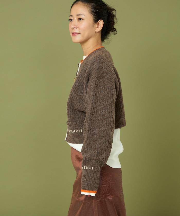 短款拼色針織開衫