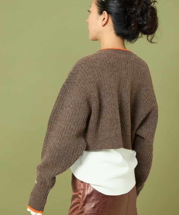 短款拼色針織開衫