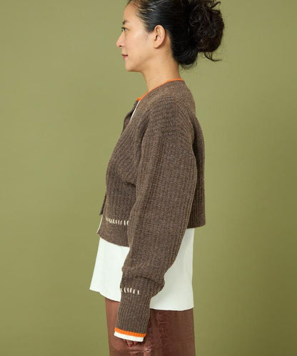 短款拼色針織開衫