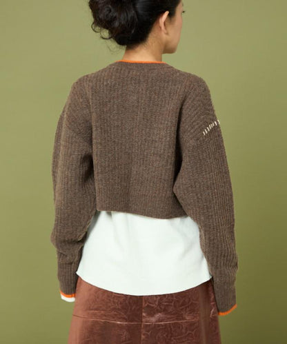 短款拼色針織開衫