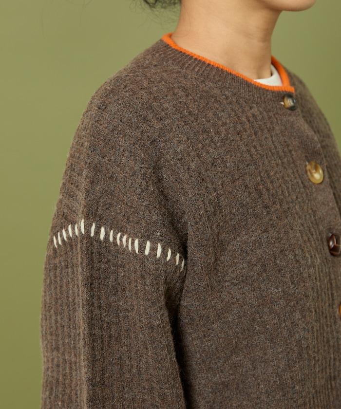 短款拼色針織開衫