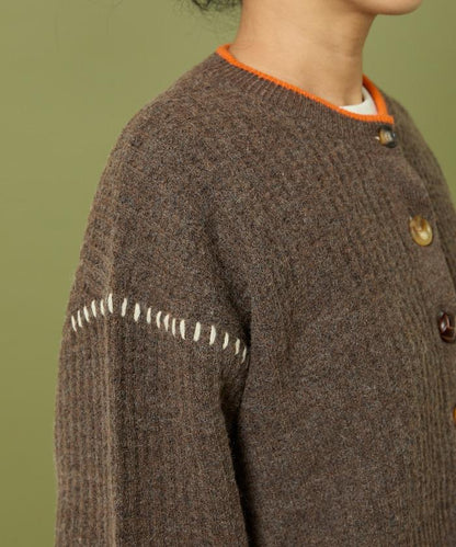 短款拼色針織開衫