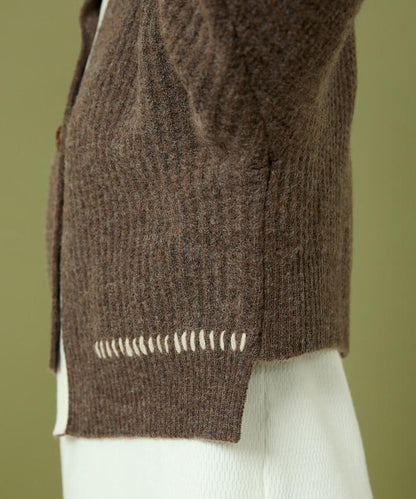 短款拼色針織開衫