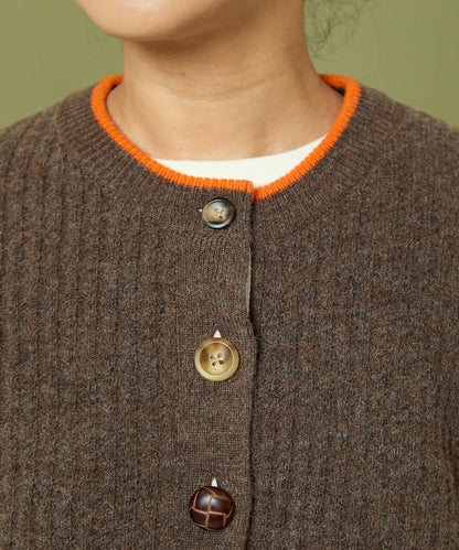 短款拼色針織開衫