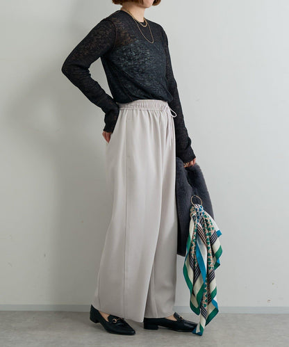 《オンオフ選ばず活躍》桑蠶絲雪紡弧形裁剪長褲