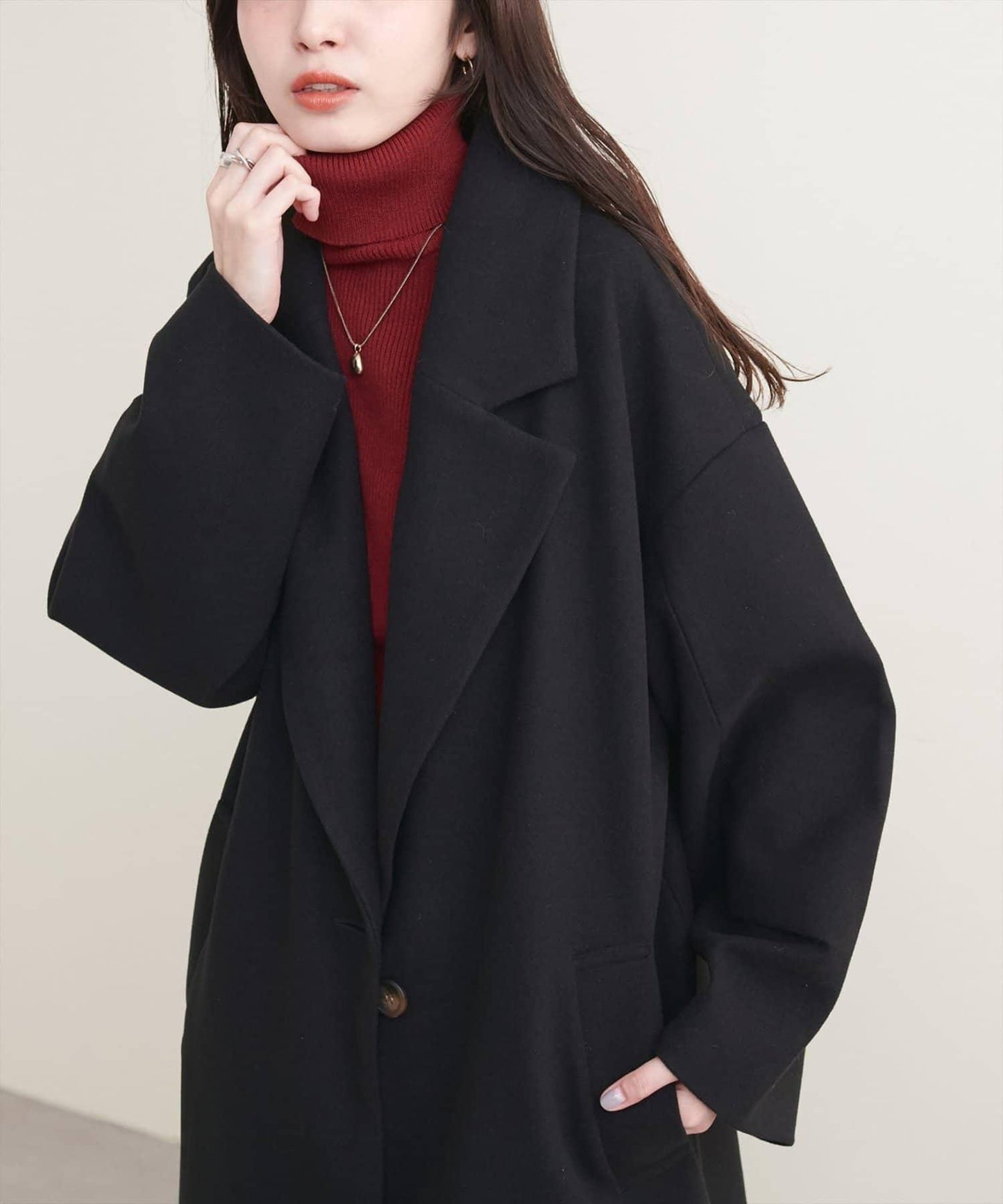 針織呢料袖褶切斯特大衣