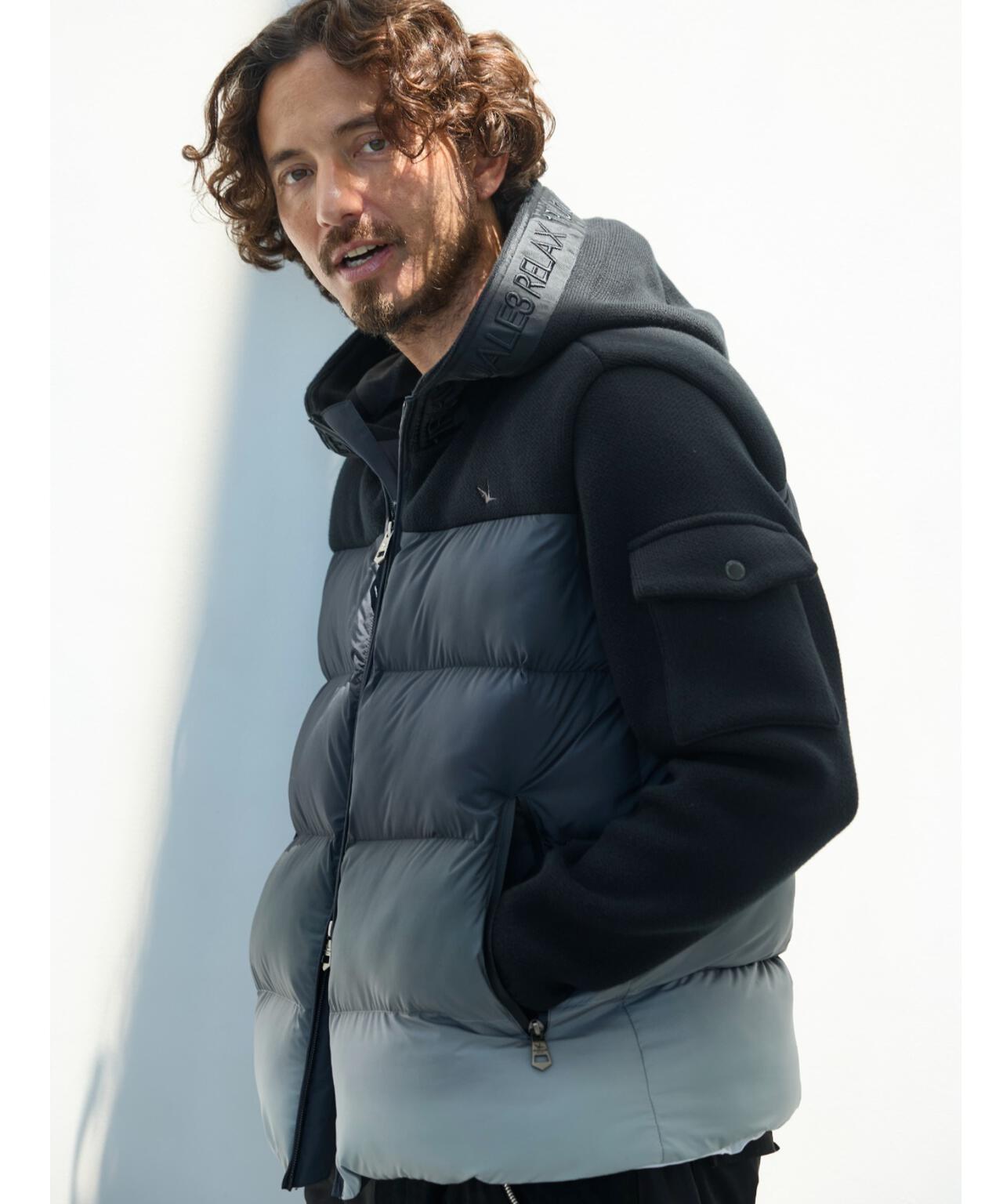 1PIU1UGUALE3 RELAX/漸變針織拼接加棉夾克