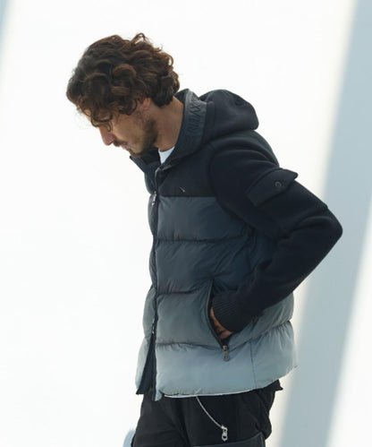 1PIU1UGUALE3 RELAX/漸變針織拼接加棉夾克