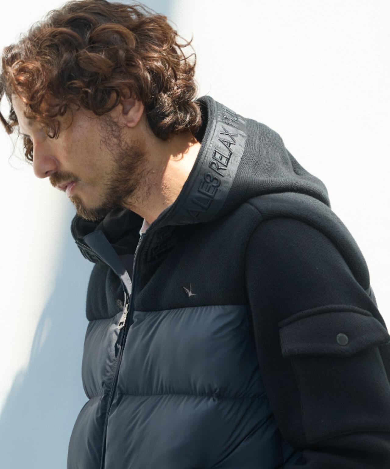 1PIU1UGUALE3 RELAX/漸變針織拼接加棉夾克