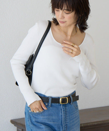 【女性感十足的休閒風】方領兩穿羅紋針織衫