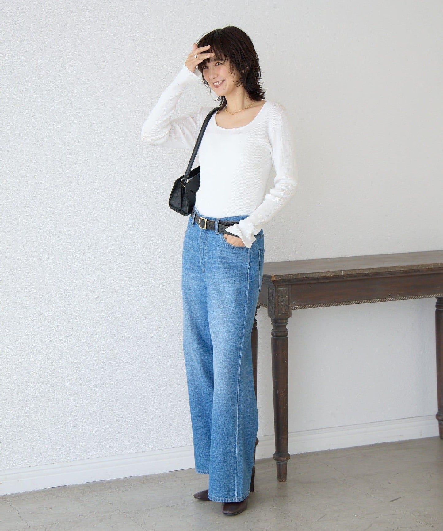 【女性感十足的休閒風】方領兩穿羅紋針織衫