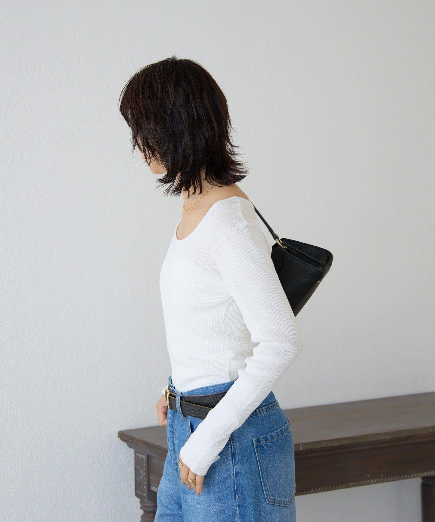 【女性感十足的休閒風】方領兩穿羅紋針織衫