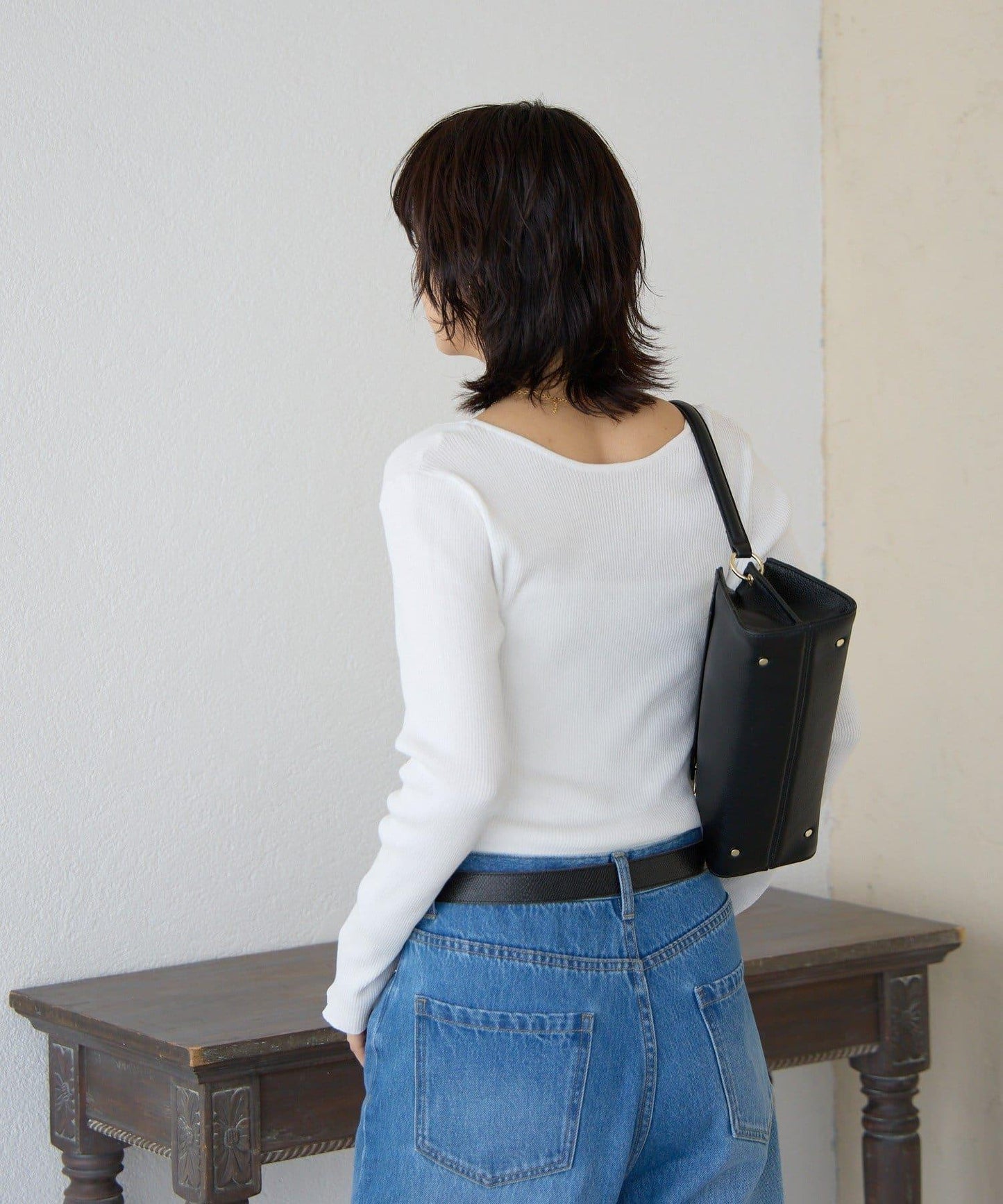 【女性感十足的休閒風】方領兩穿羅紋針織衫