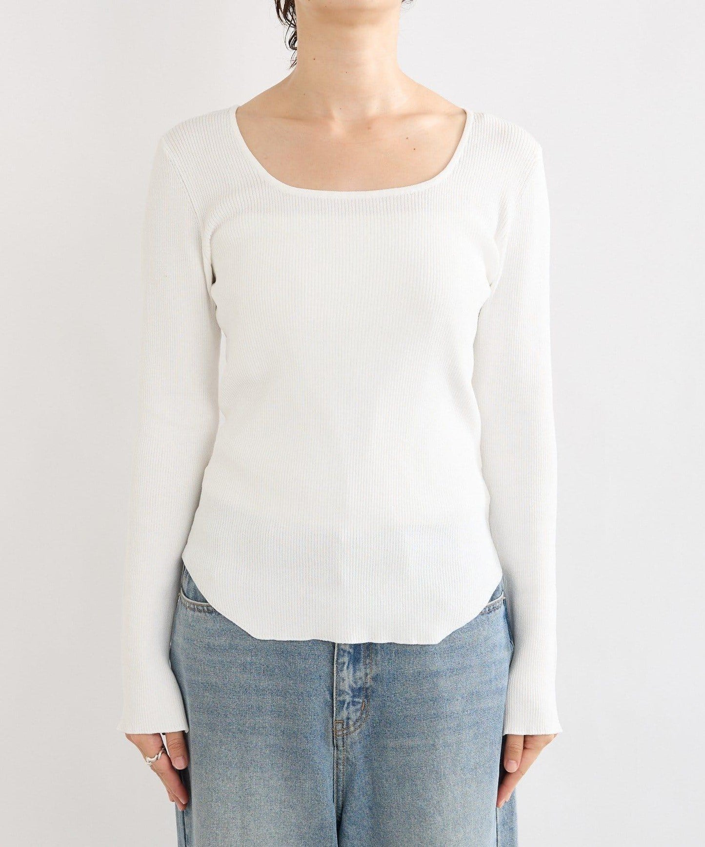 【女性感十足的休閒風】方領兩穿羅紋針織衫