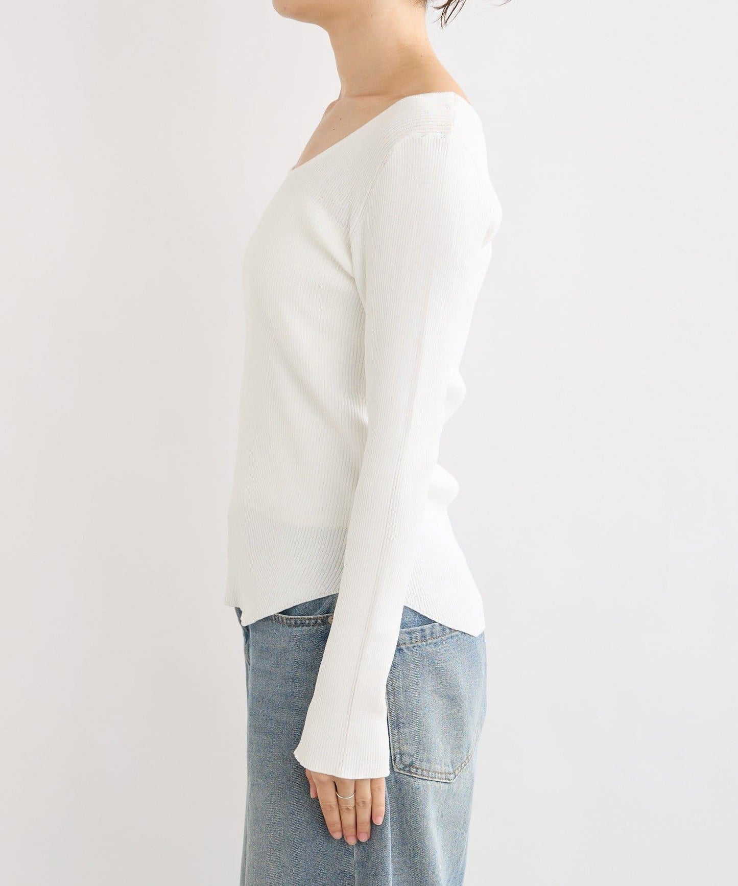 【女性感十足的休閒風】方領兩穿羅紋針織衫