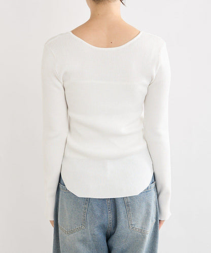 【女性感十足的休閒風】方領兩穿羅紋針織衫