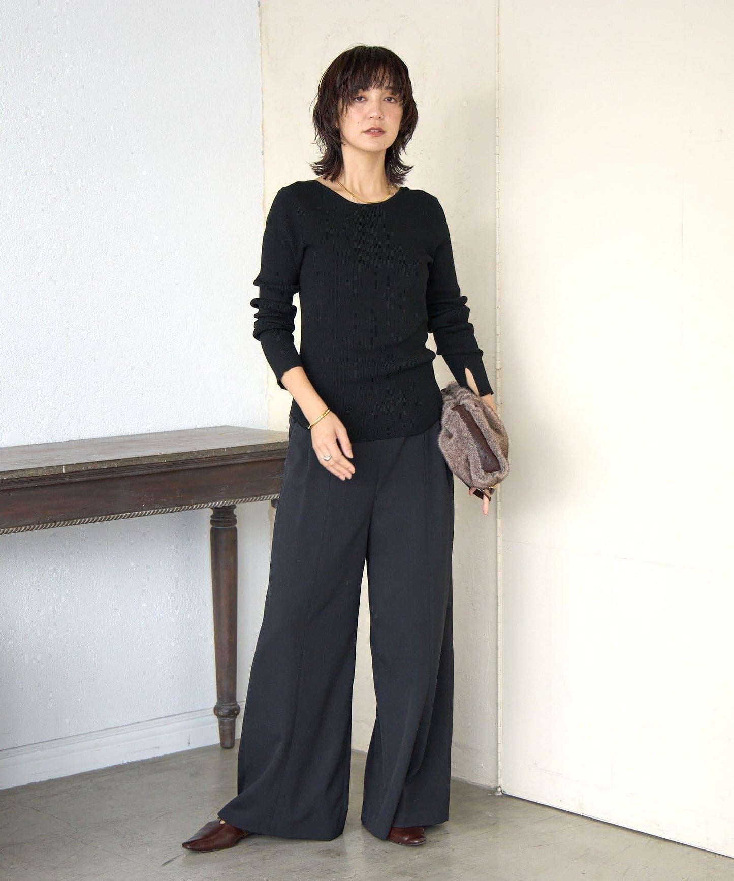 【女性感十足的休閒風】方領兩穿羅紋針織衫