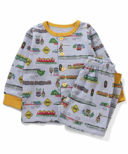 電車圖案針織絎縫睡衣