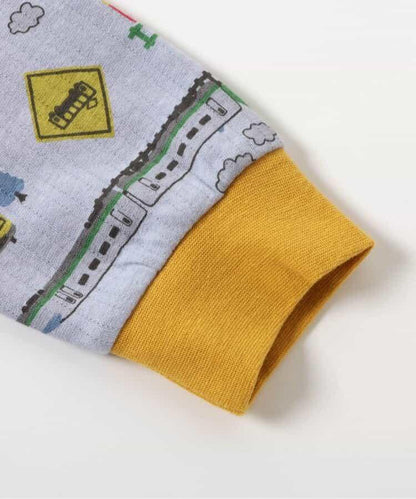 電車圖案針織絎縫睡衣