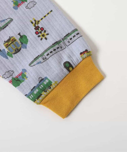 電車圖案針織絎縫睡衣