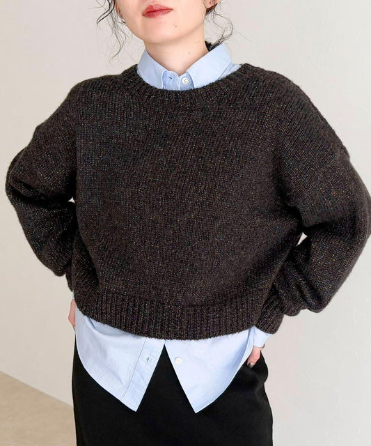 亮片短款針織套頭衫