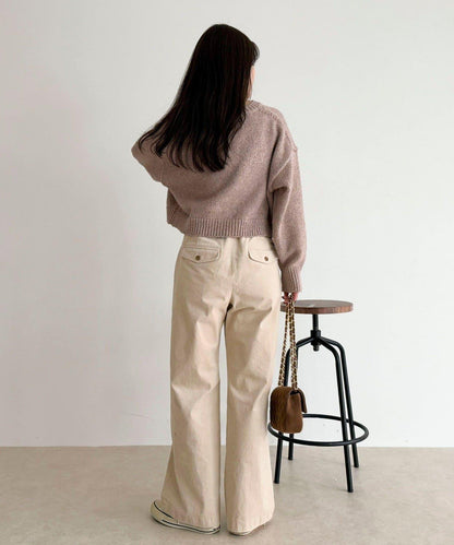 亮片短款針織套頭衫