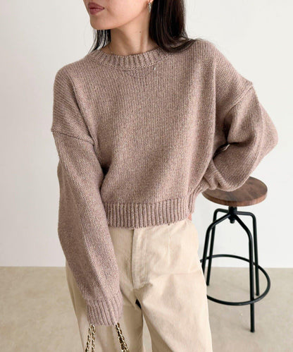 亮片短款針織套頭衫