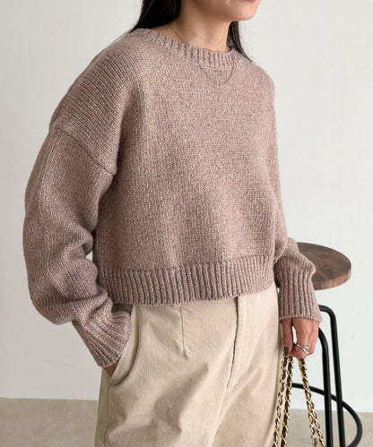 亮片短款針織套頭衫