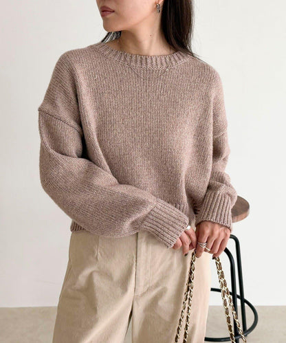 亮片短款針織套頭衫