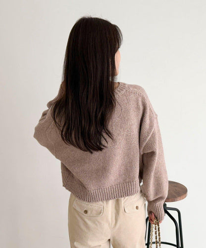 亮片短款針織套頭衫