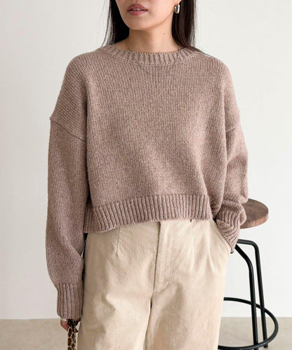 亮片短款針織套頭衫