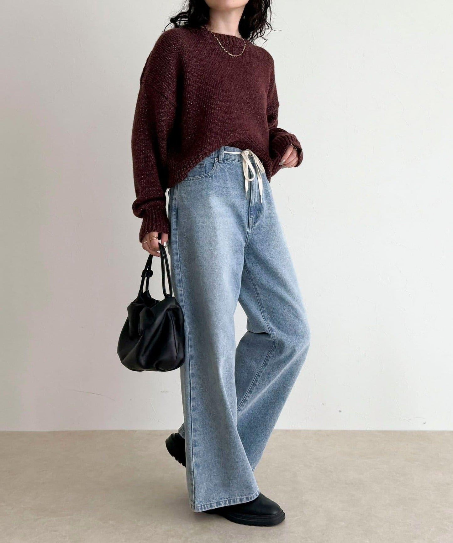 亮片短款針織套頭衫