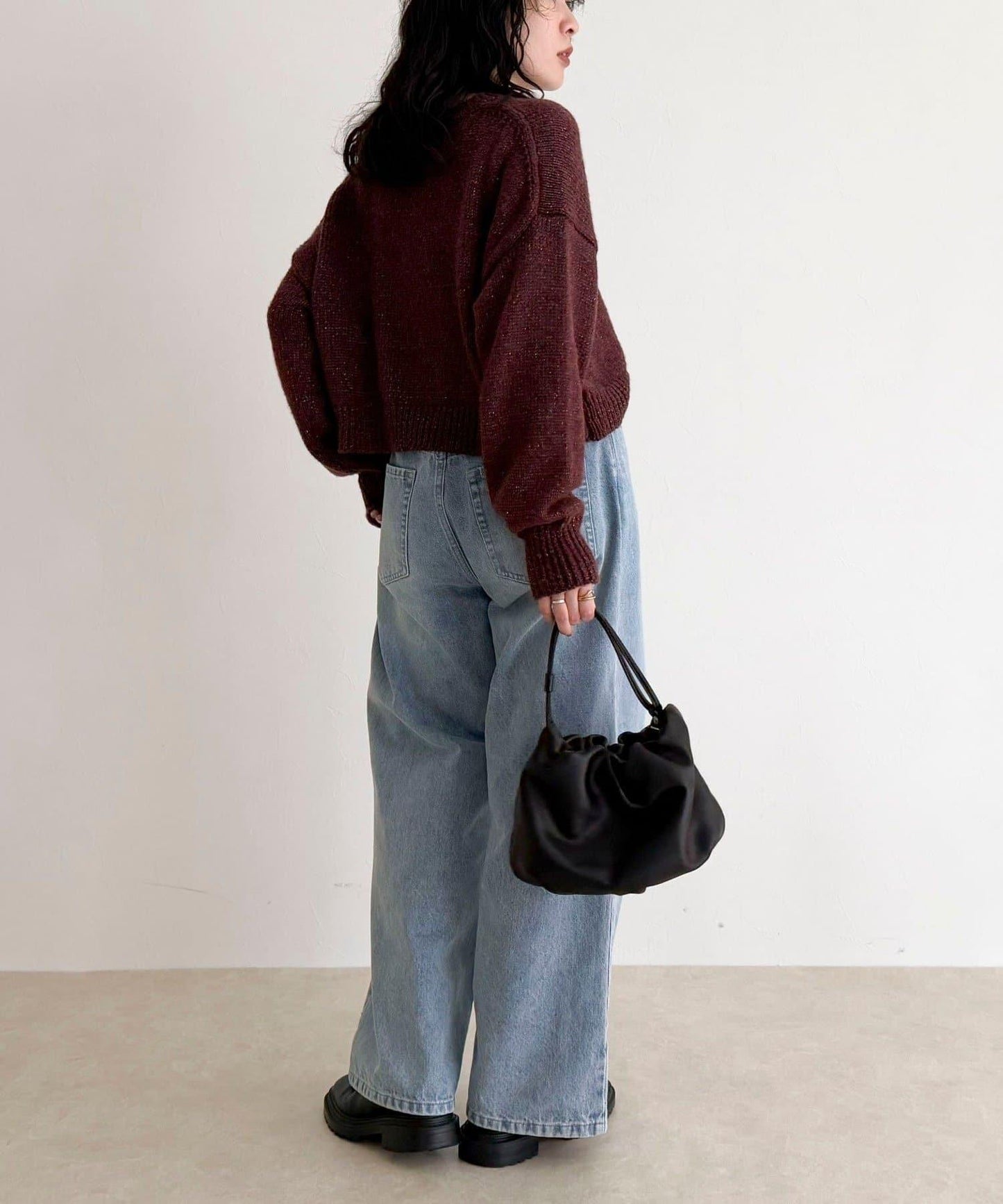 亮片短款針織套頭衫