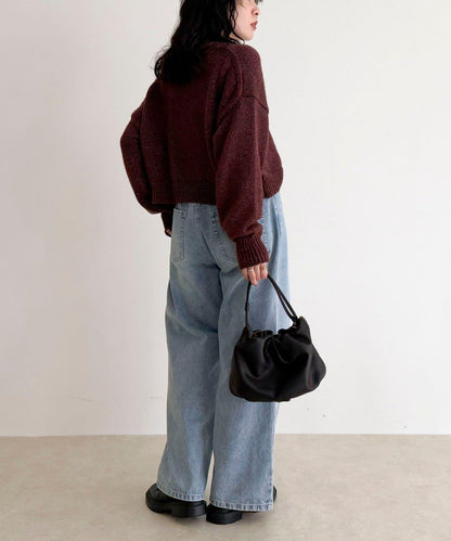 亮片短款針織套頭衫