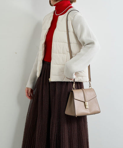 中棉針織拼接無領夾克