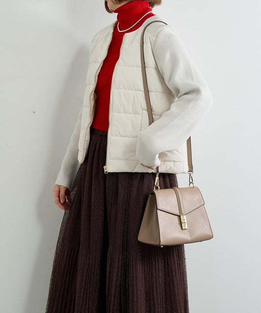 中棉針織拼接無領夾克