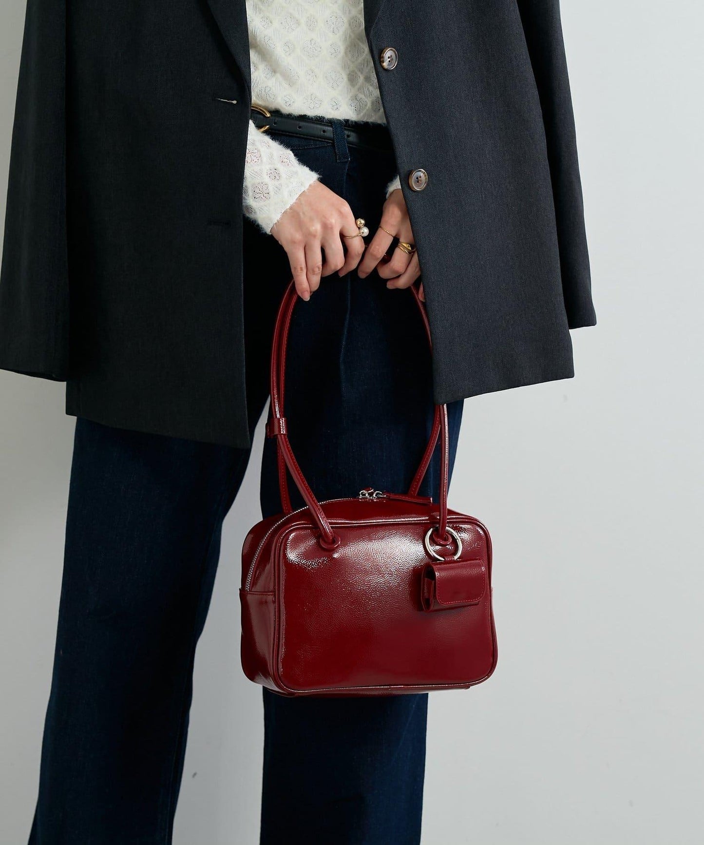 【cache cache】漆皮中號波士頓包