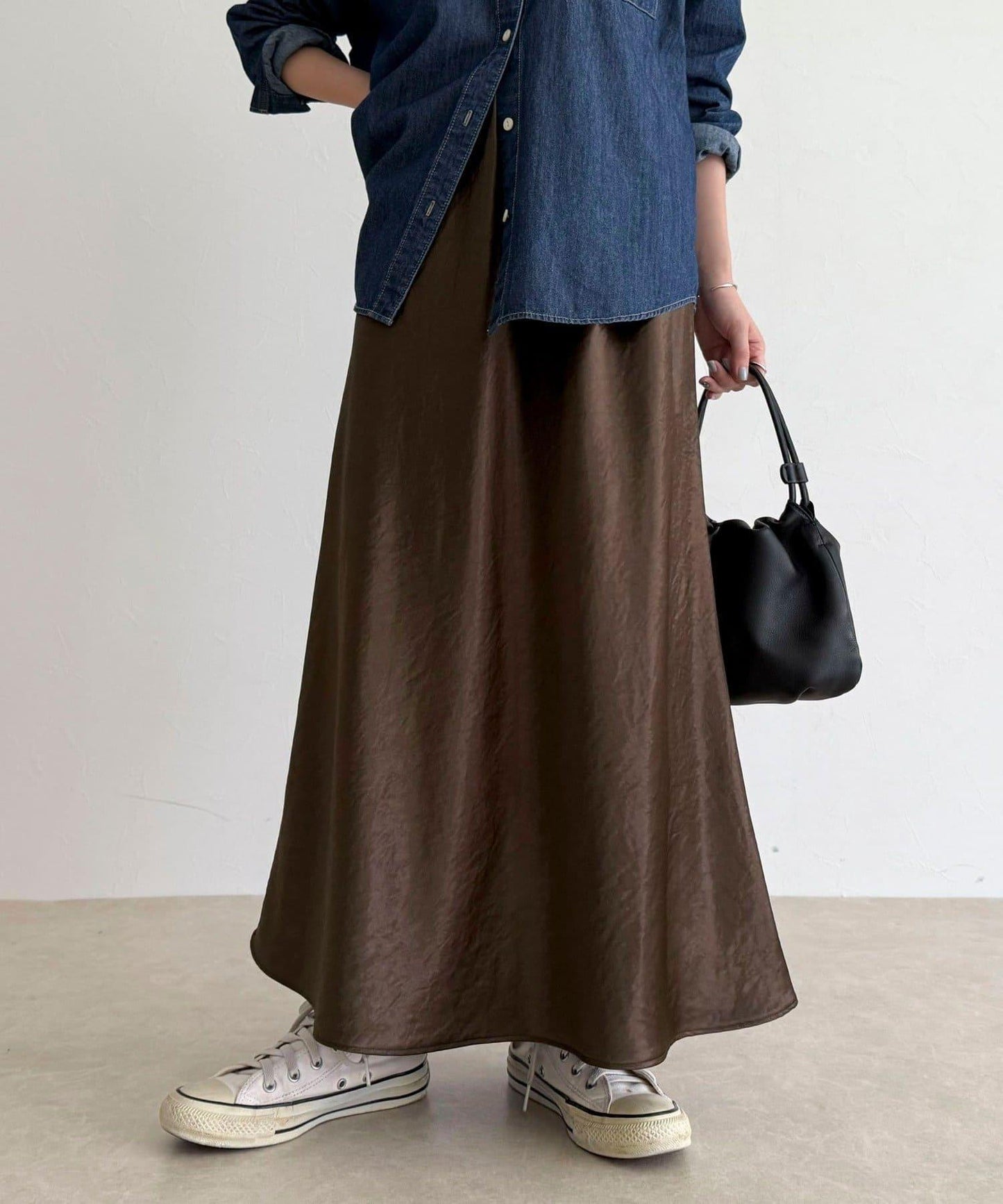 絲滑厚重緞面半身裙