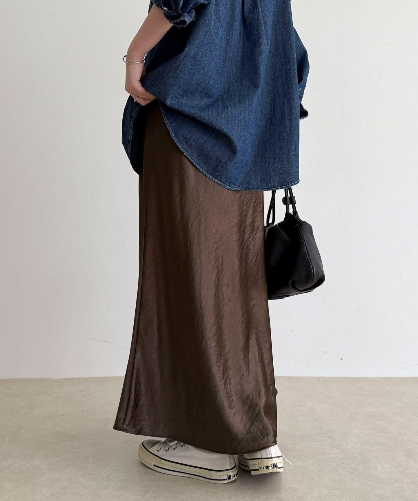 絲滑厚重緞面半身裙