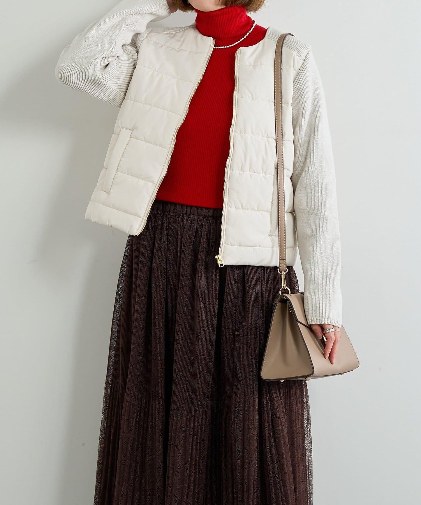 中棉針織拼接無領夾克