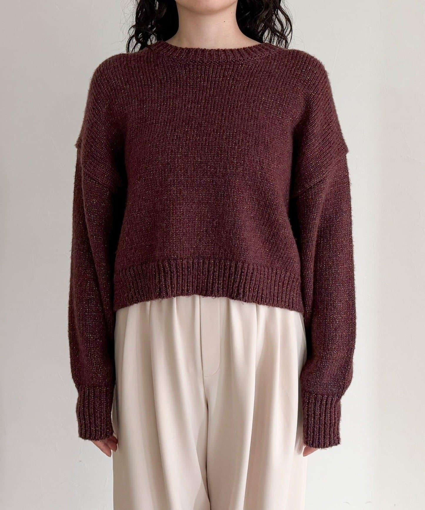 亮片短款針織套頭衫