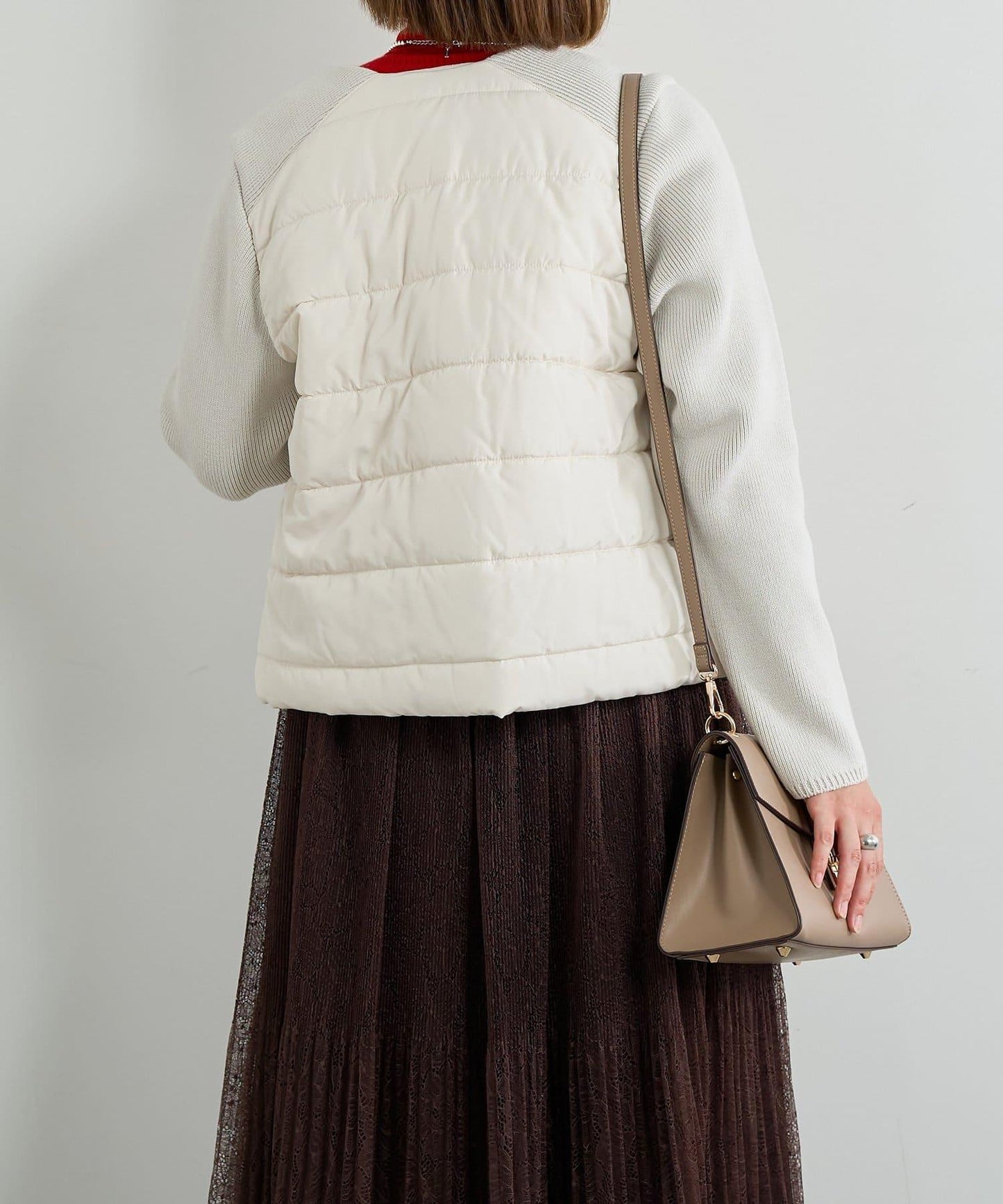 中棉針織拼接無領夾克