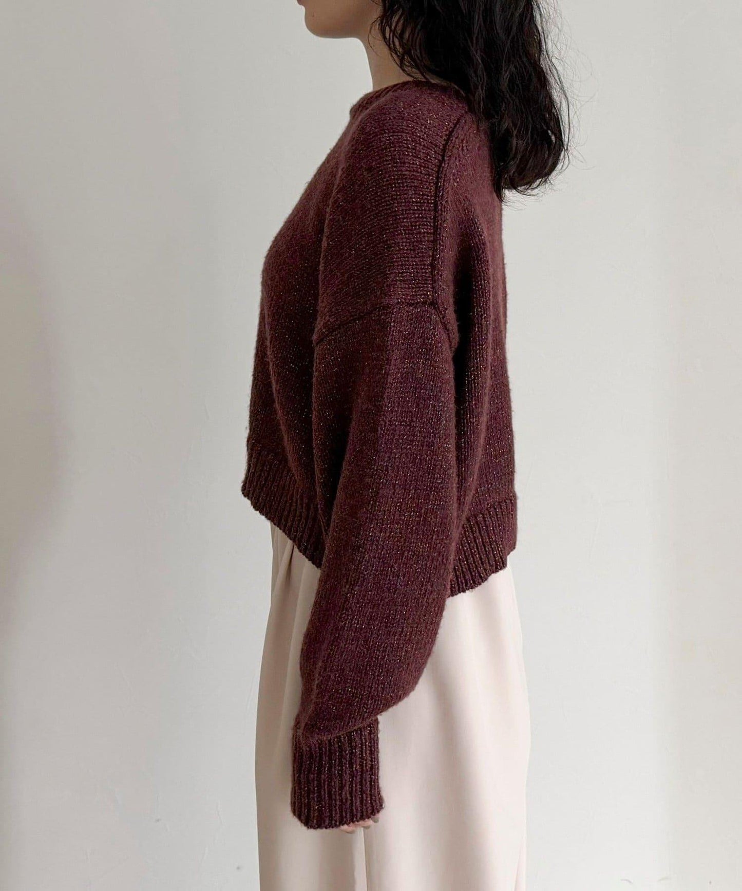 亮片短款針織套頭衫