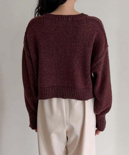 亮片短款針織套頭衫