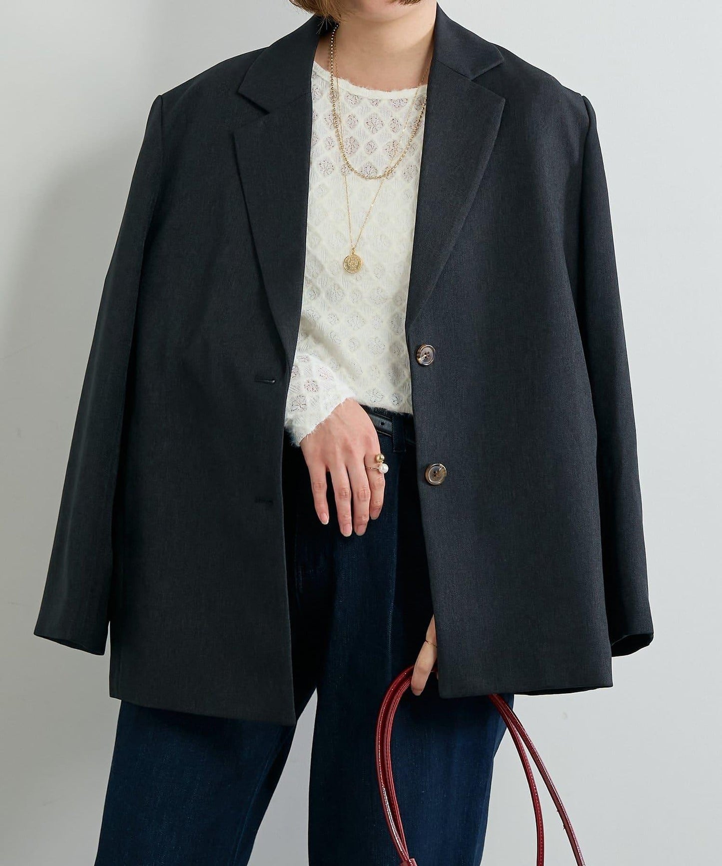 《著るだけでお灑落見え》磨毛蕾絲套頭衫