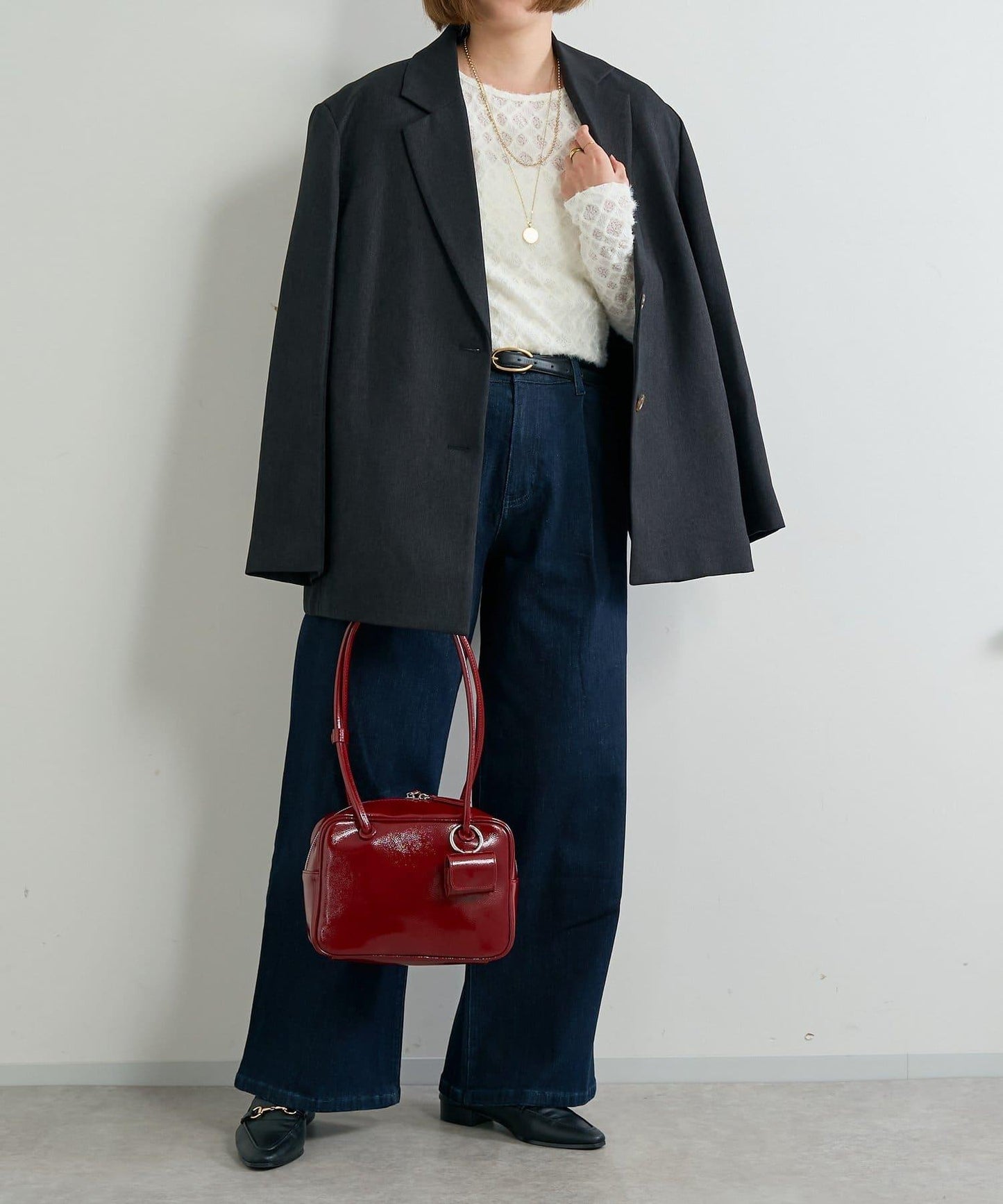 《著るだけでお灑落見え》磨毛蕾絲套頭衫