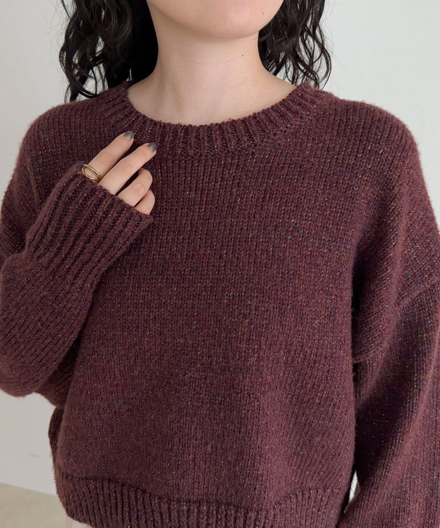 亮片短款針織套頭衫