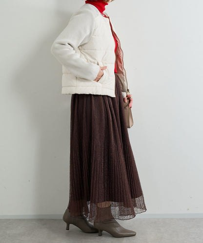 中棉針織拼接無領夾克