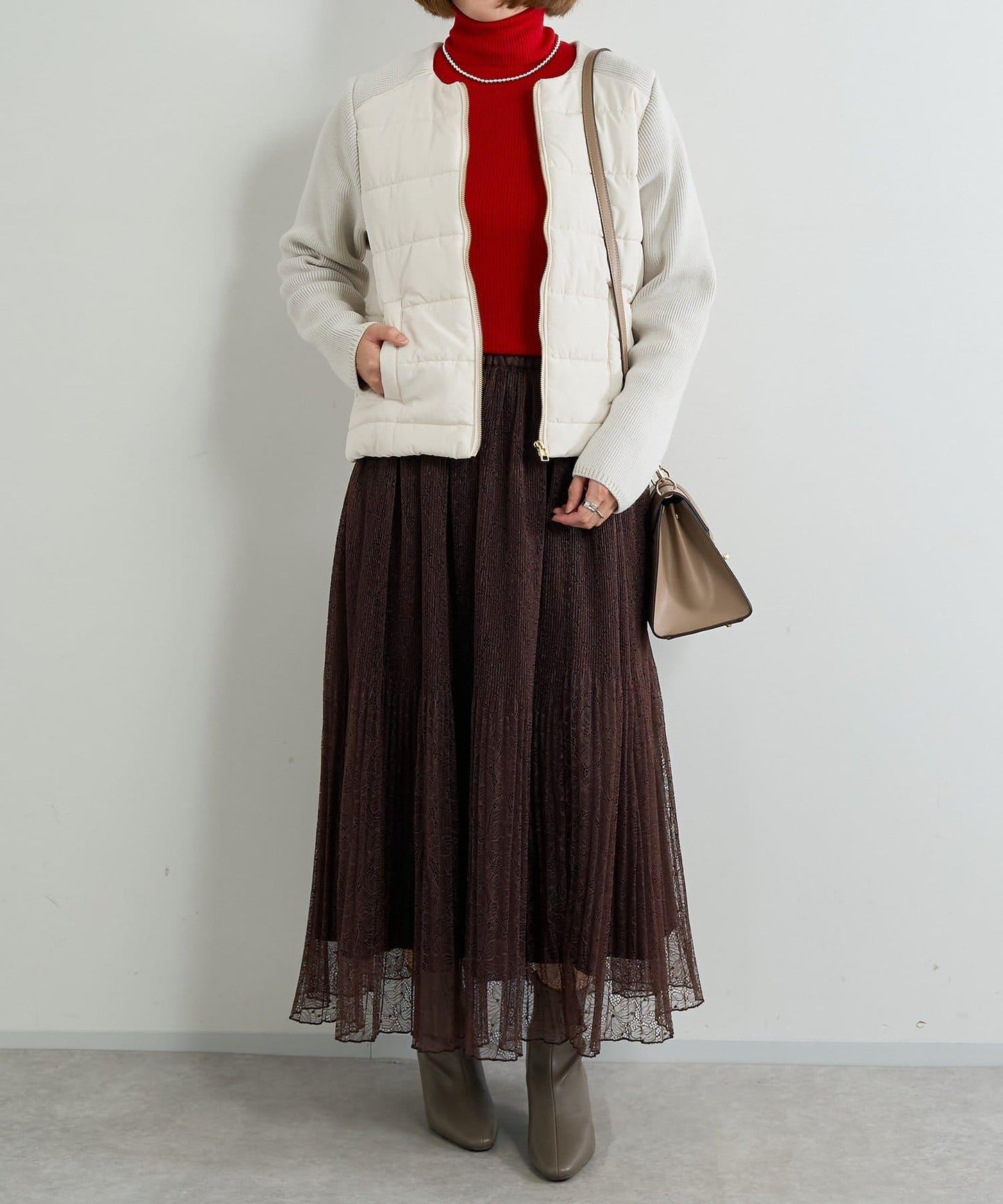 中棉針織拼接無領夾克